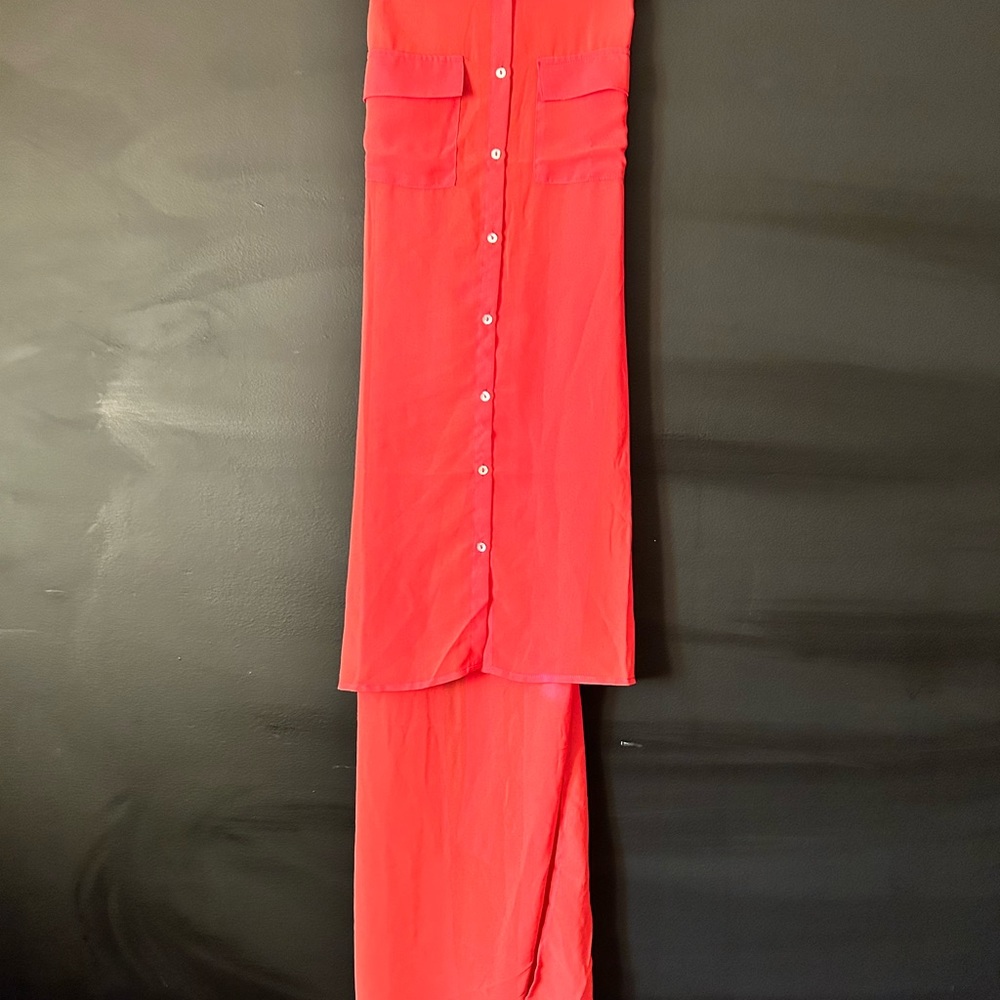 Coral sheer top